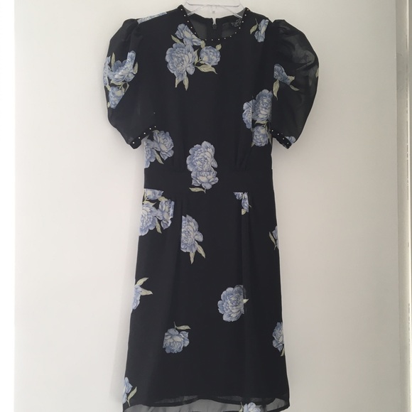 topshop black floral mini dress Topshop floral strappy linen mini dress in black